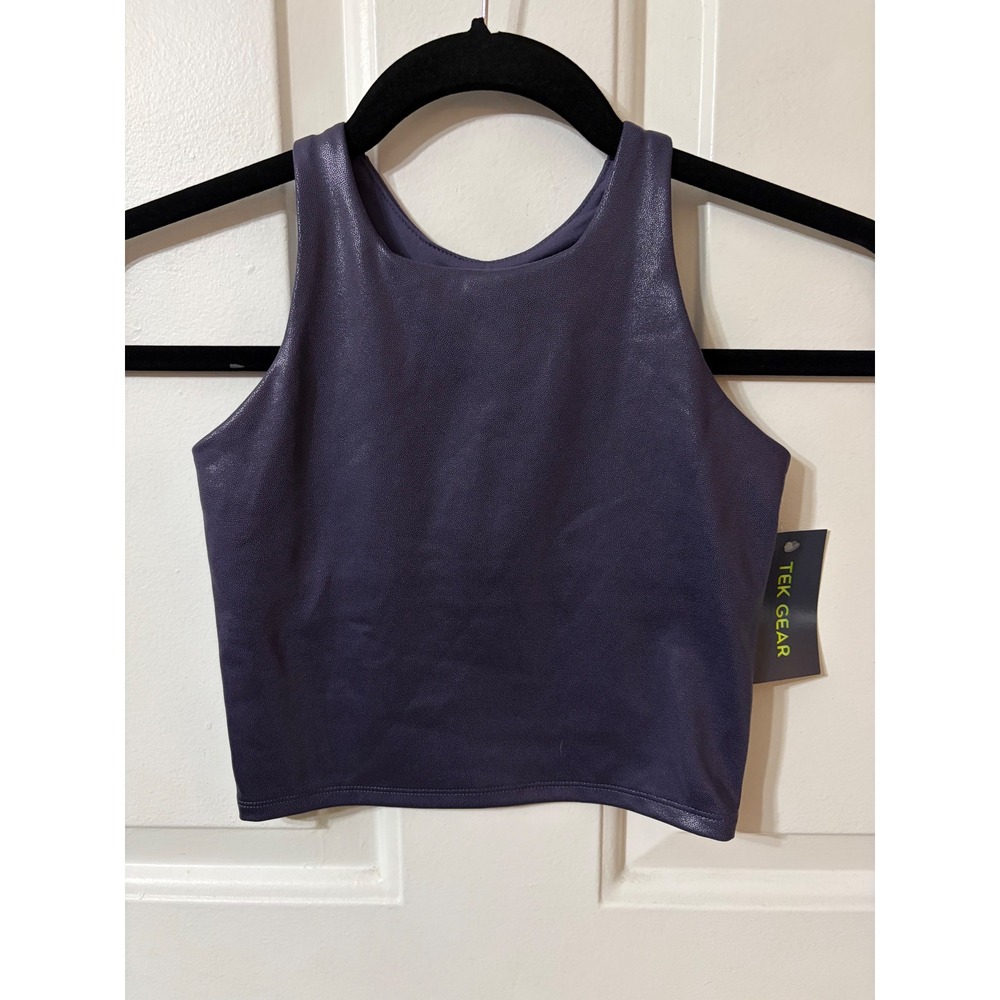 Tek Gear | Soft Tek Metallic Racerback Crop Top | M 8 || Purple|